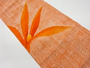 リサイクル　手織り真綿紬草花模様織出し名古屋帯